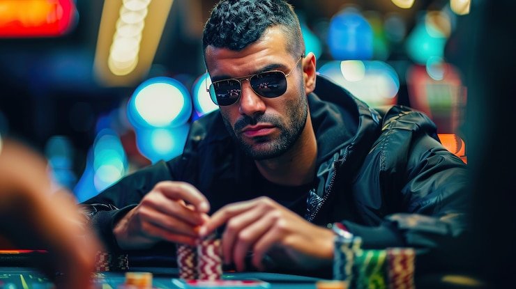 Tampilan kartu hole dan tombol taruhan pada meja Texas Hold'em Bonus